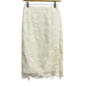 Grey Jason Wu Skirt Womens 2 Ivory White Lace Pencil Midi Lined‎ Floral Elegant